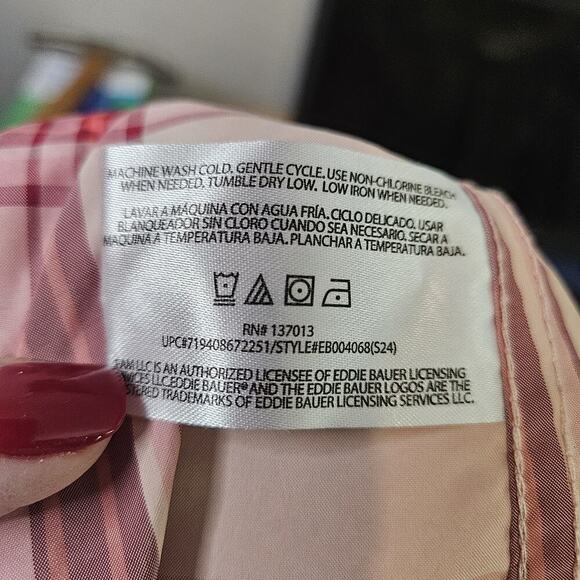 Eddie Bauer Shirt Women Size L Pink Plaid Short Sleeve Button Up Fishing Outdoor - Picture 10 of 10